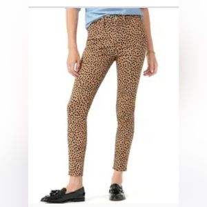 J. Crew denim animal print pants, toothpick, size 31